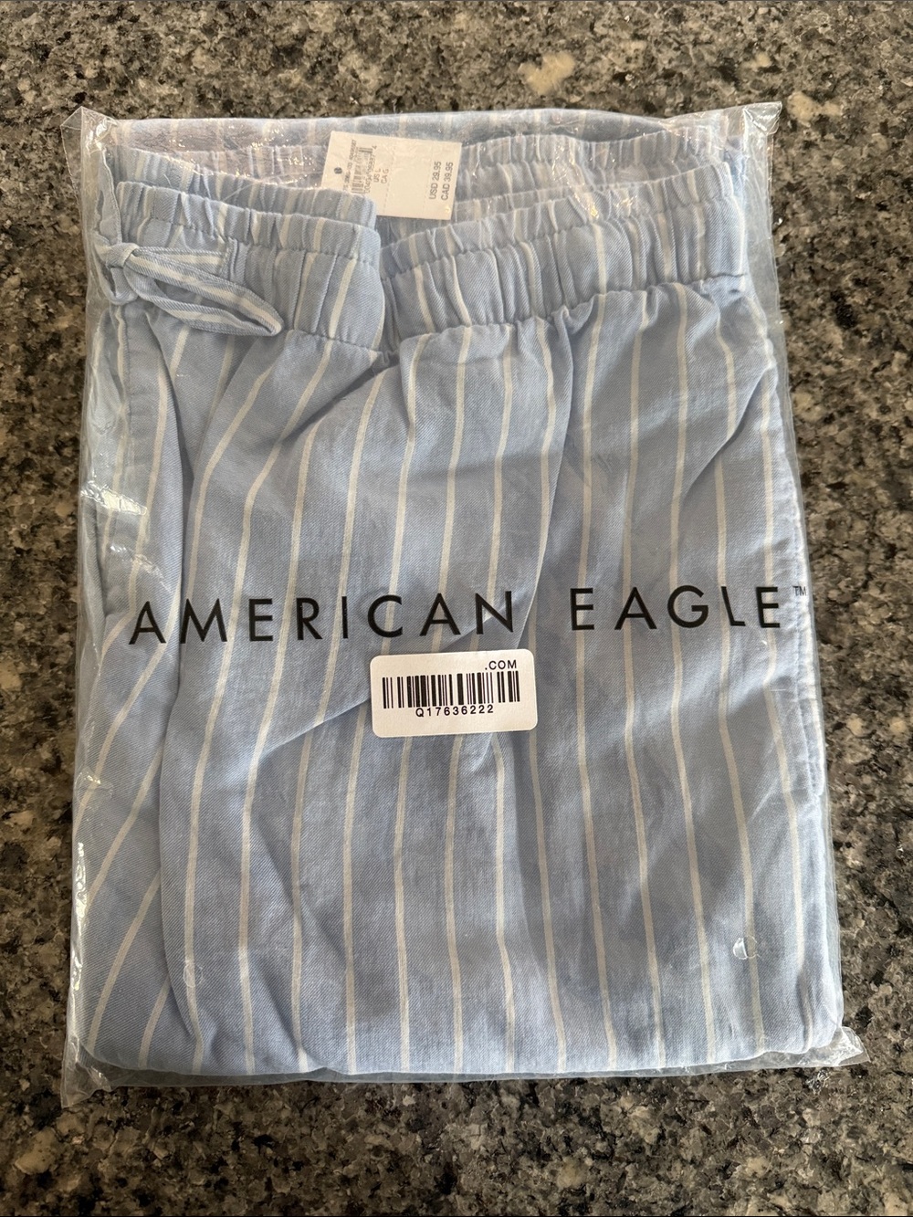 American Eagle Outfitters Womens Light Blue and White Striped Jogger Pants